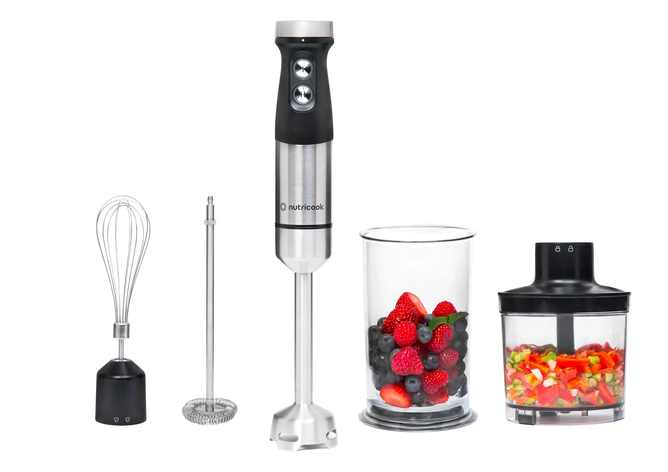 Nutricook HB150K Hand Blender Essentials | 1200W | Powerful Immersion Blender | Black