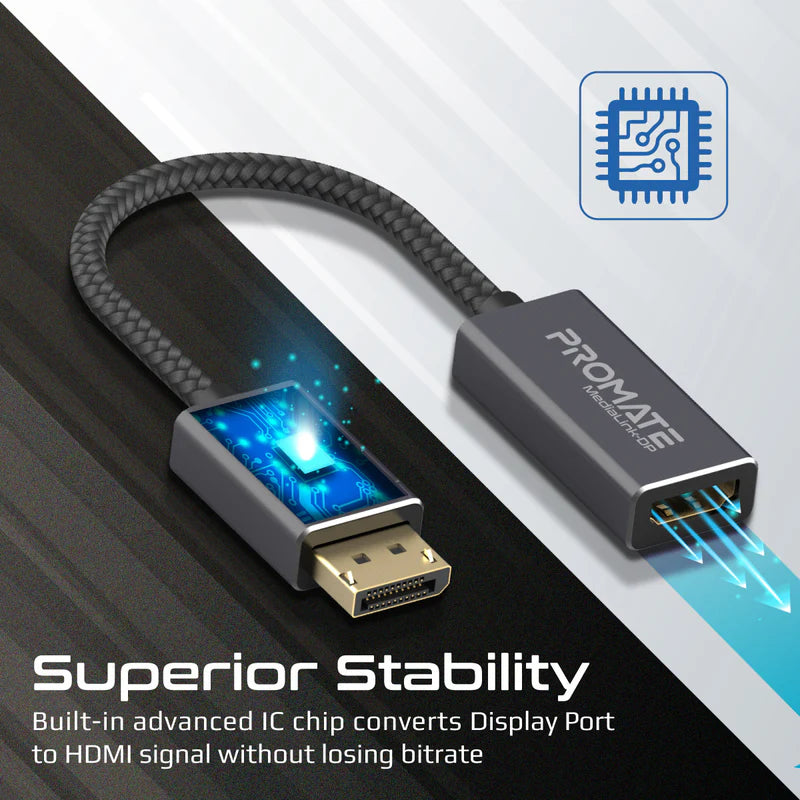 Promate MediaLink-DP 4K@60Hz High Definition DisplayPort to HDMI Adapter