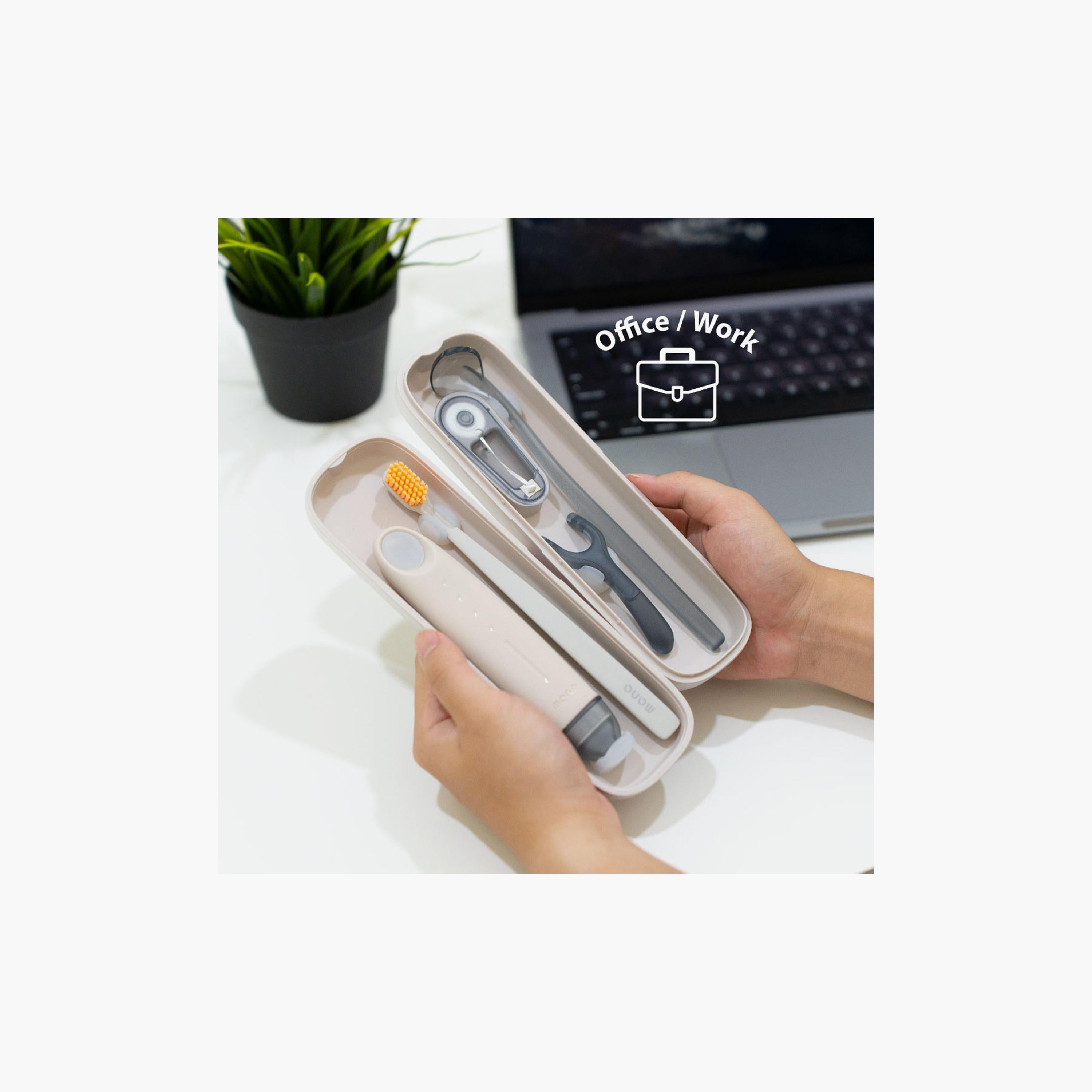 Flipper MONO Oral Care Kit with Portable Toothbrush Travel Case - 4-in-1 Dental Set