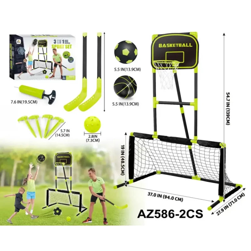 Aojie Sport 3-in-1 Combo Set – Basketball, Soccer & Hockey for Kids
