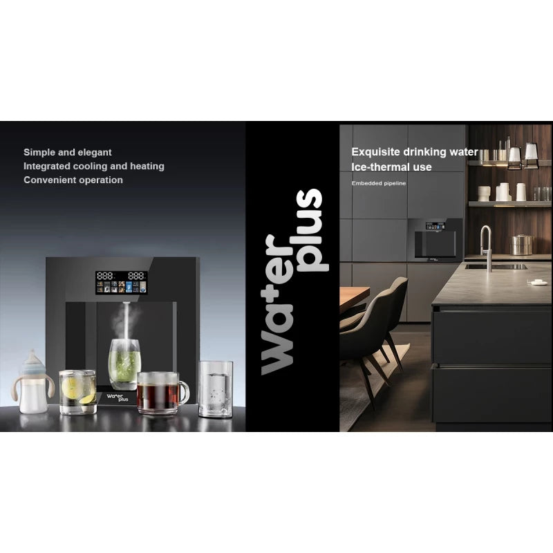 WaterPlus Built-in Digital Water Cooler with Black Glass Panel & Full Temperature Control – B2024-D