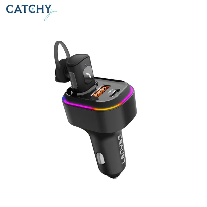 Lenyes CA889 Dual Port Car Charger – Type-C + USB – Black