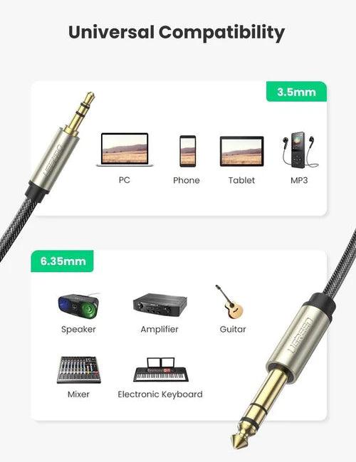 UGREEN 3.5mm to 6.35mm TRS Cable 2m (Gray)