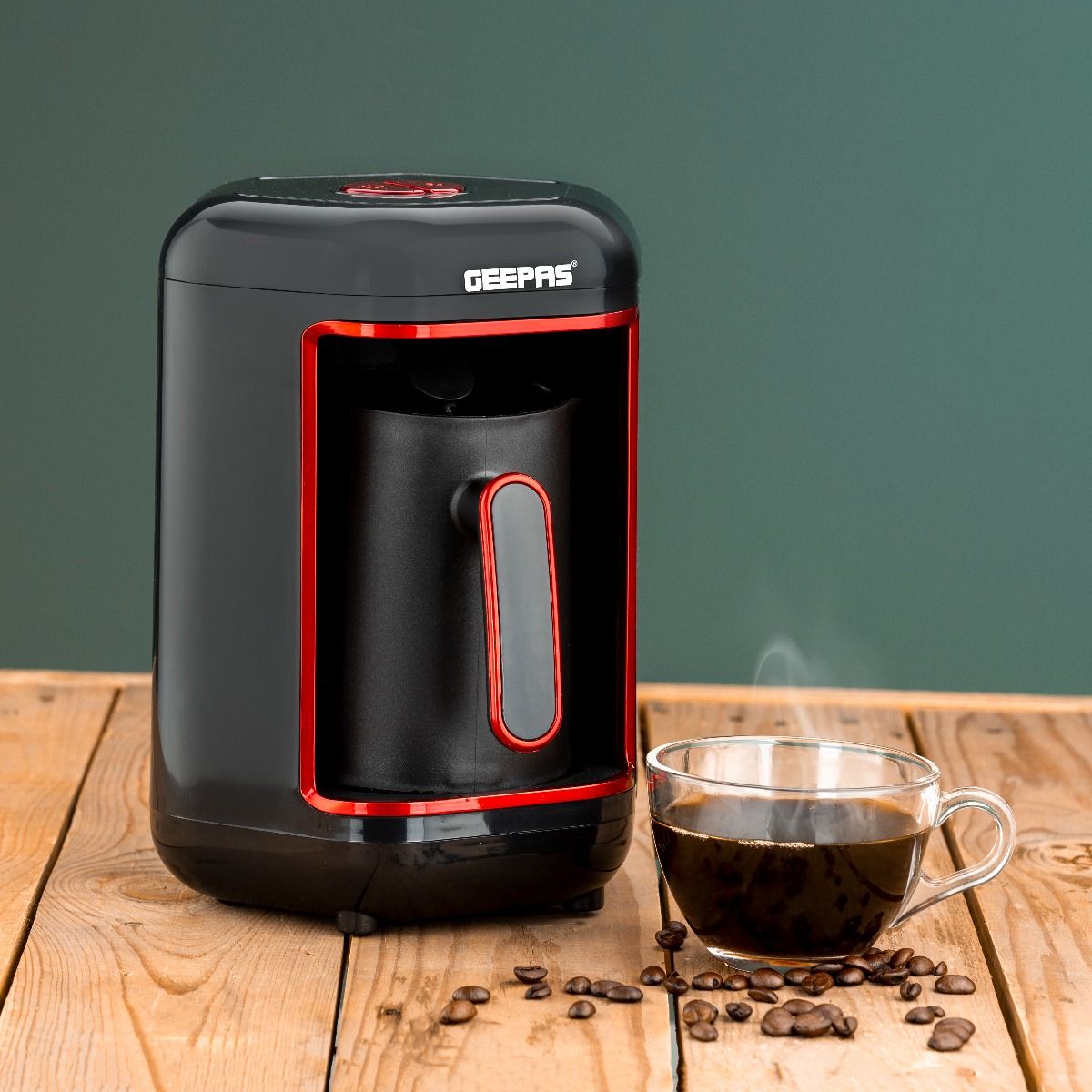 Geepas Turkish Coffee Maker 4 Cup Capacity Stainless Steel Plate