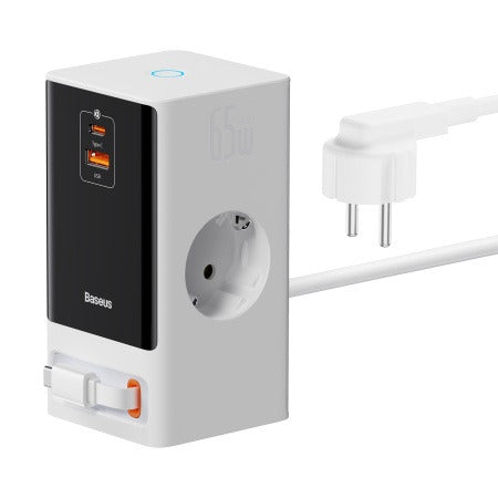 Baseus PowerCombo Digital Power Strip 2AC+1U+1C+Retractable-C 65W