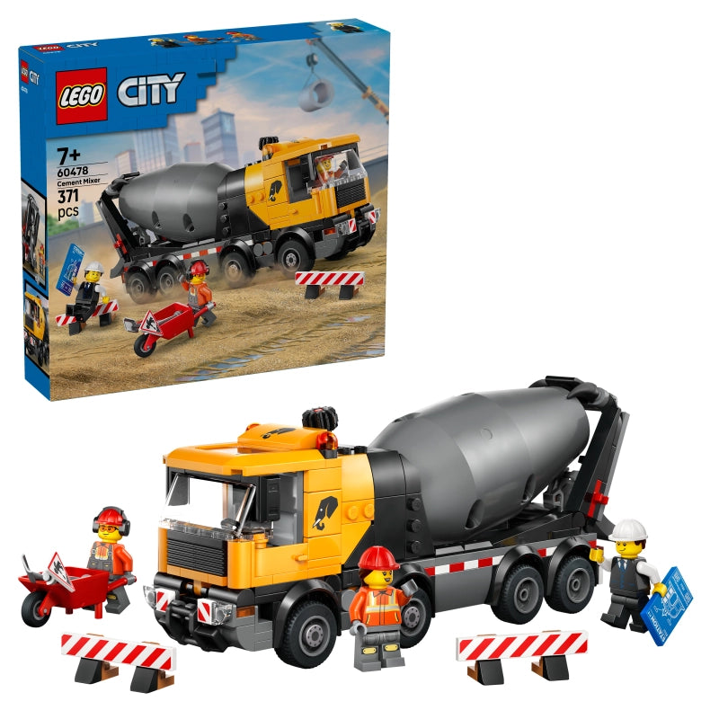 LEGO City Cement Mixer Truck – 371 Pieces | Set 60478