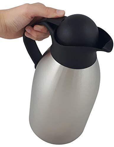 Helios Enduro Push Thermos 1L – Steel & Black, Easy Pour
