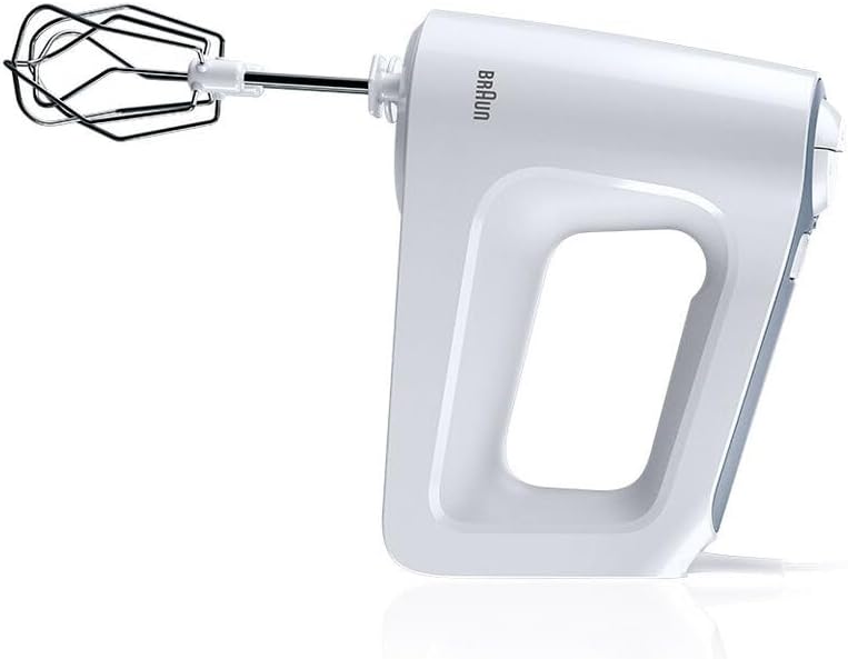 Braun MultiMix 3 Hand Mixer 500W 5 Speeds & Turbo with Whisks & Dough Hooks – White (HM3137WH)