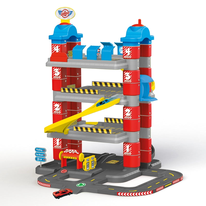 Dolu 4-Level Garage Playset – Kids Car Park with Elevator & Ramp