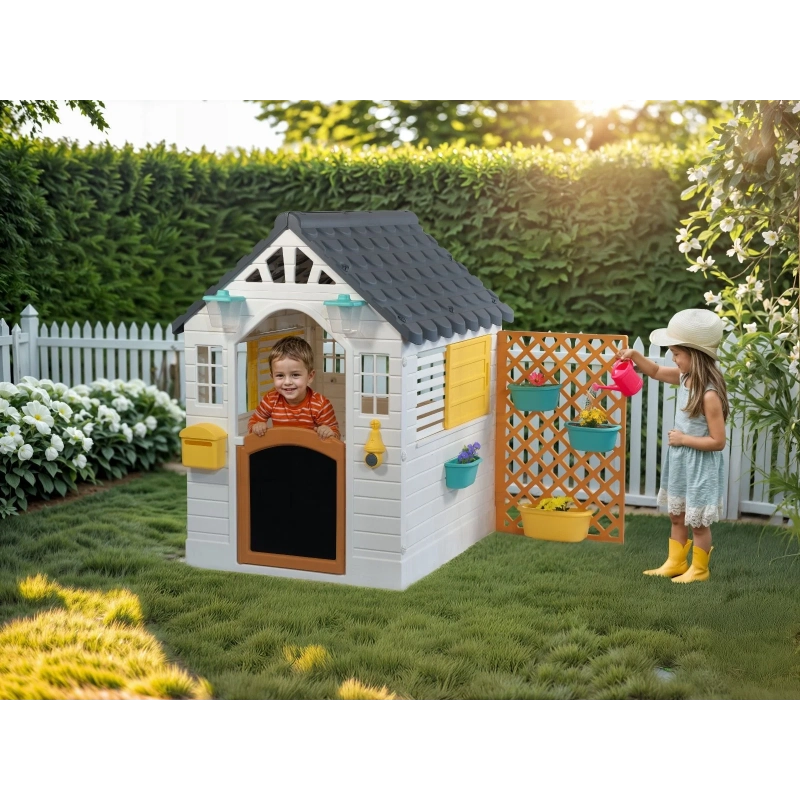 Dolu Garden Playhouse with Fence – Kids Outdoor Play House