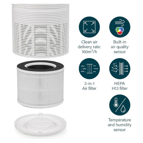 Princess Smart 160 Air Purifier - App & Voice Control with HEPA H13 Filter