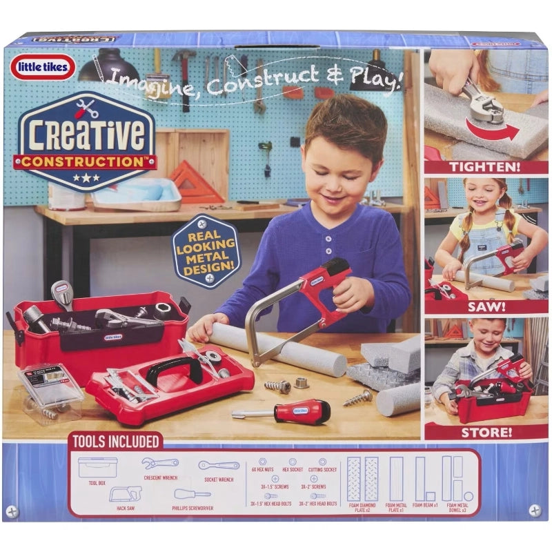 Little Tikes Creative Construction Tool Box Set – Kids Building & Tool Play Set