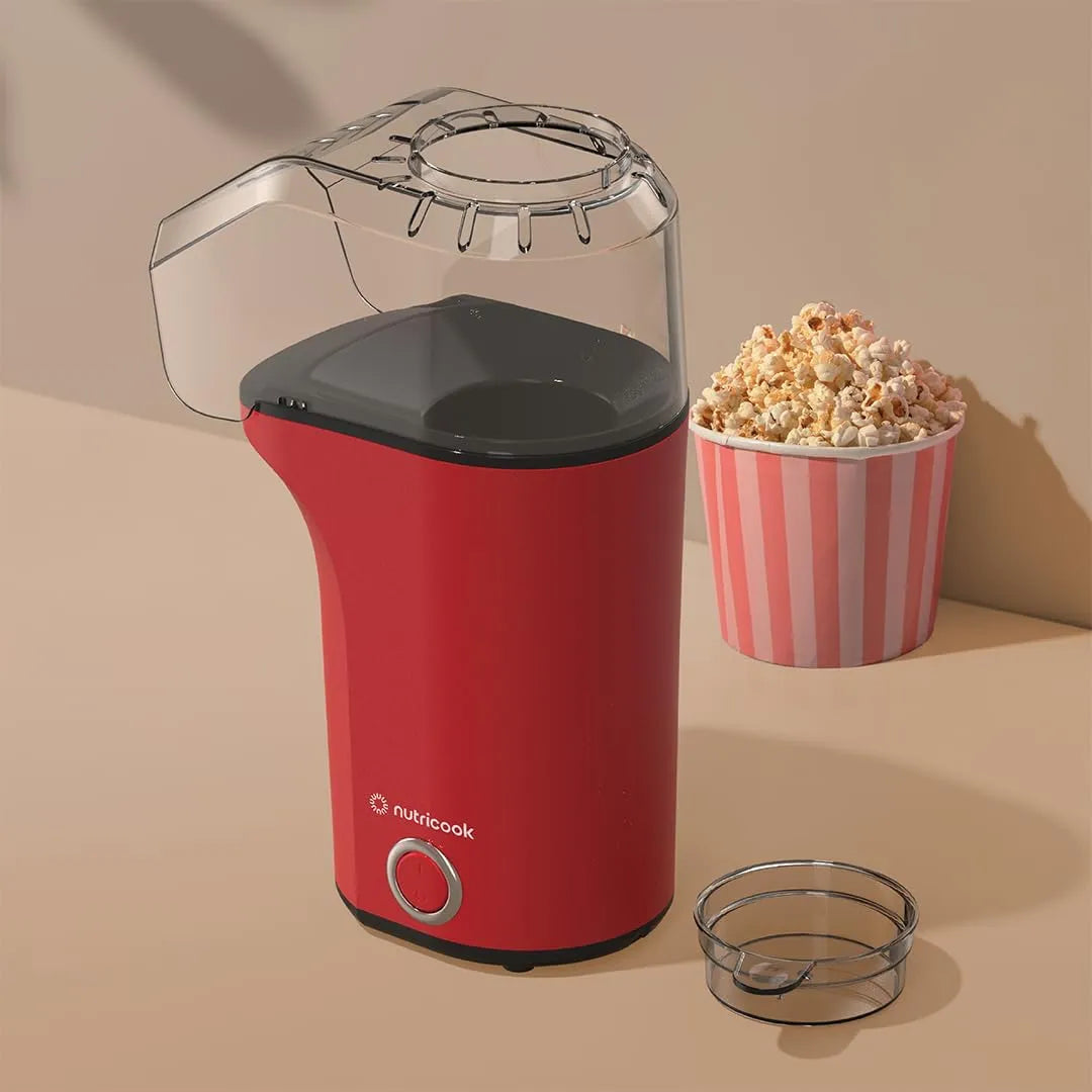 Nutricook NC-PM150R Popcorn Maker Essentials | 1200W | Hot Air | Oil-Free | Red