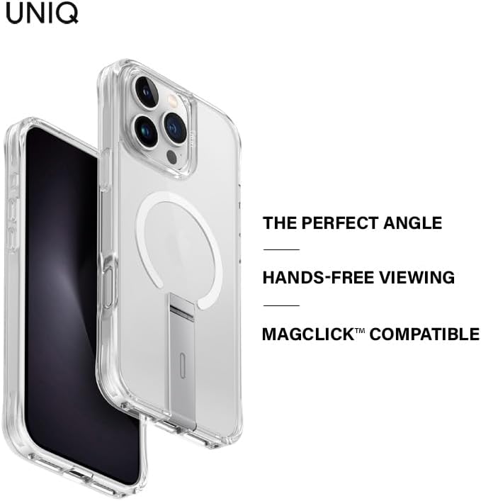 UNIQ HYBRID IPHONE 16 PRO (2024) 6.9 MAGCLICK CHARGING ELEVA WITH VERTICAL STAND - LUCENT (CLEAR)