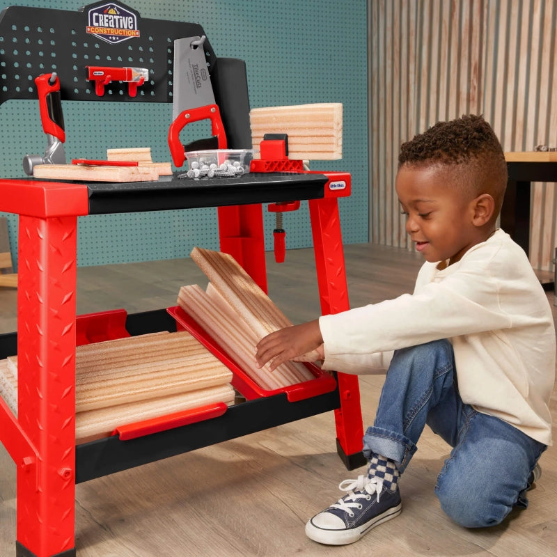 Little Tikes Creative Construction Workbench – Kids Woodworking Play Set