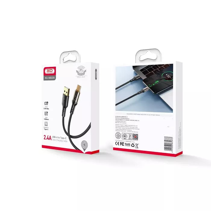 XO NB229 USB-C Clear Cable 2.4A – 1M