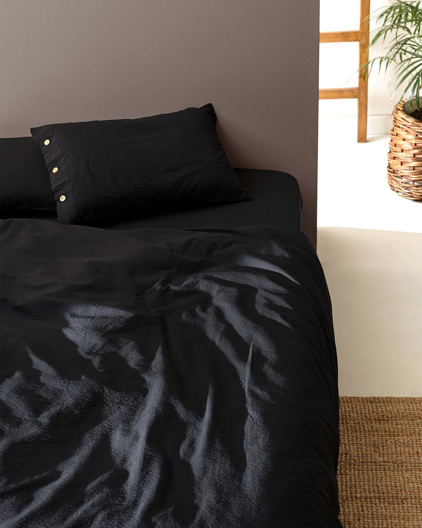 Linda King Size Duvet Cover Set-washed Seersucker - Madame Coco JO