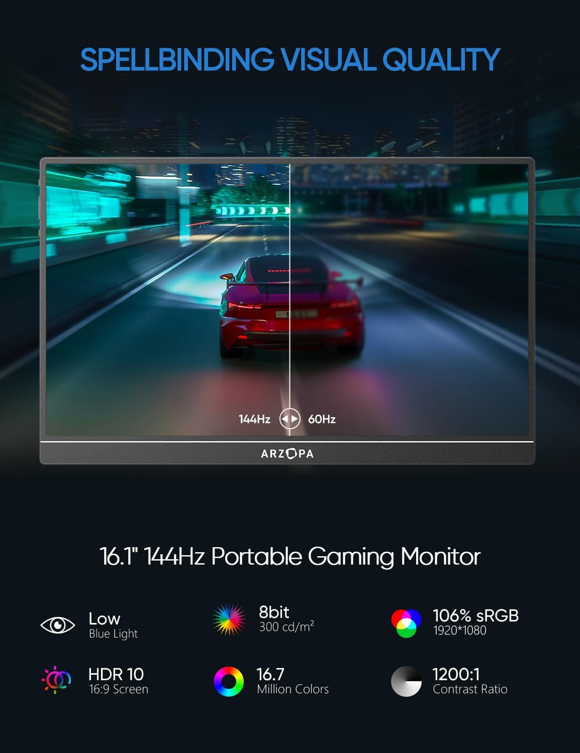Arzopa Z1FC | 16.1" 144Hz IPS Laptop Portable Monitor