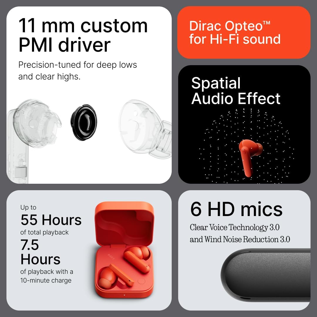 CMF Buds 2 (2025) – 48dB ANC, Deep Bass & 55H Playtime