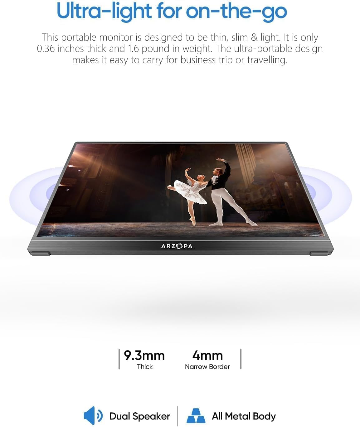 Arzopa A1 | 15.6" 1080p FHD Travel Monitor with Smart Cover