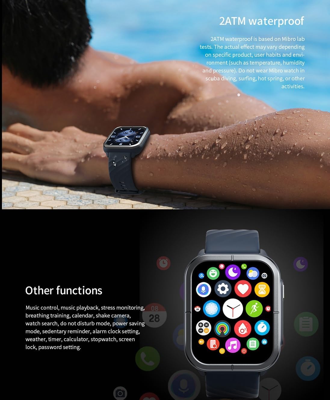 Mibro Smart Watch C3 1.85 HD Display Bluetooth Calling by Xiaomi - Blue