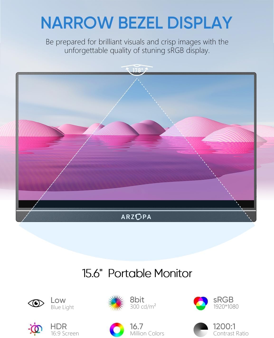 Arzopa A1 | 15.6" 1080p FHD Travel Monitor with Smart Cover