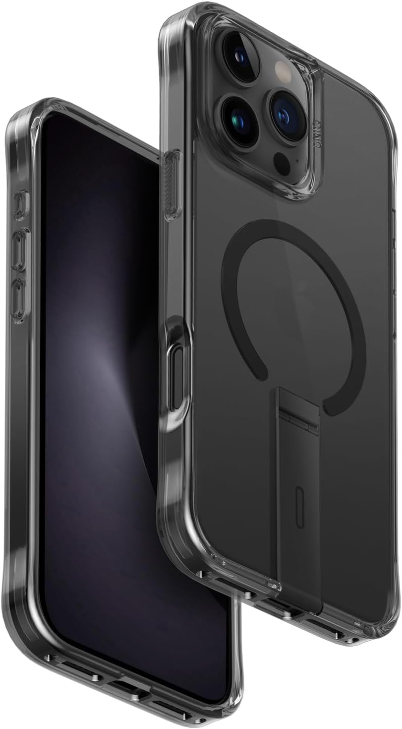 UNIQ Hybrid iPhone 16 Pro (2024) 6.9 MagClick Charging Eleva with Vertical Stand - Carbon