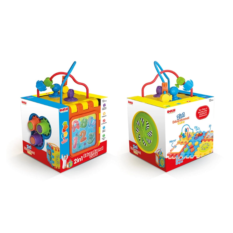 DOLU 2-in-1 Educational Cube & Puzzle Activity Toy for Toddlers 12M+