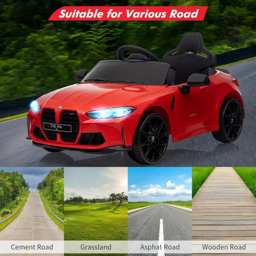 BMW M4 Licensed Kids Ride-On Car – 12V10Ah, Dual 390 Motors