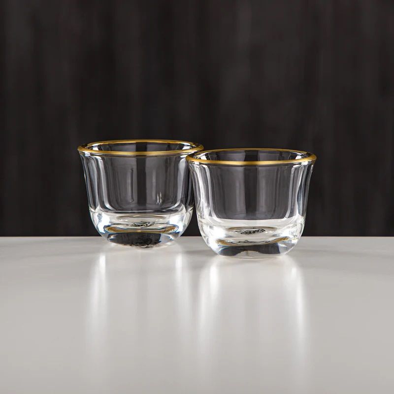 Almarjan 6-Piece Gold Arabic Coffee Cups Set – Elegant Glass