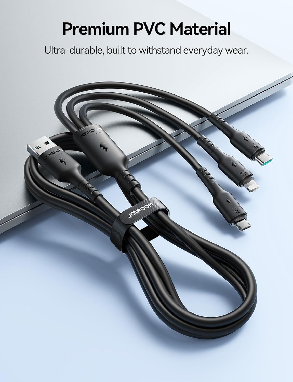 Joyroom S-A61 OmniGo Series 3.5A USB-A to Type-C, Lightning & Micro USB 3-in-1 Charging Cable – 1.2 m, Black | 12-Month Warranty