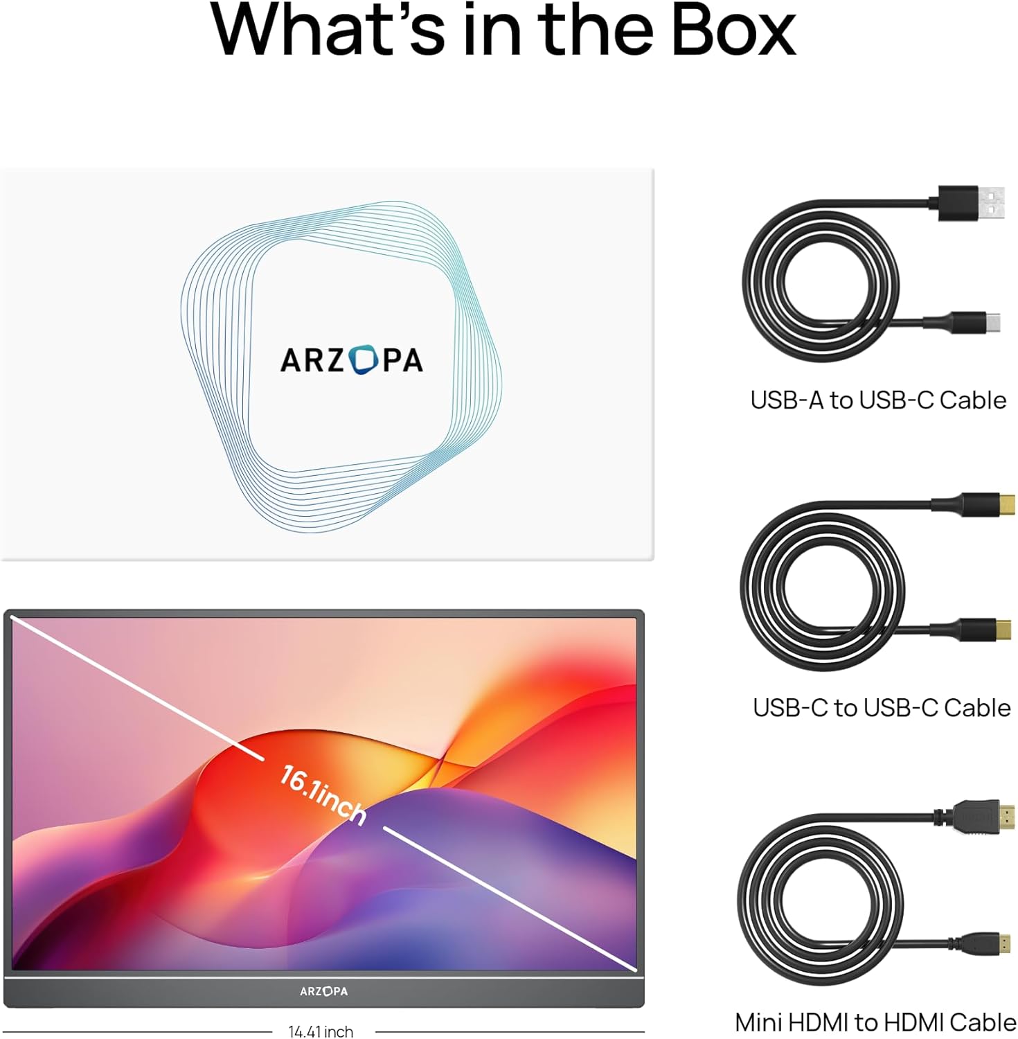 Arzopa Z1C | 16.1" FHD 100%sRGB Best Portable Display Screen