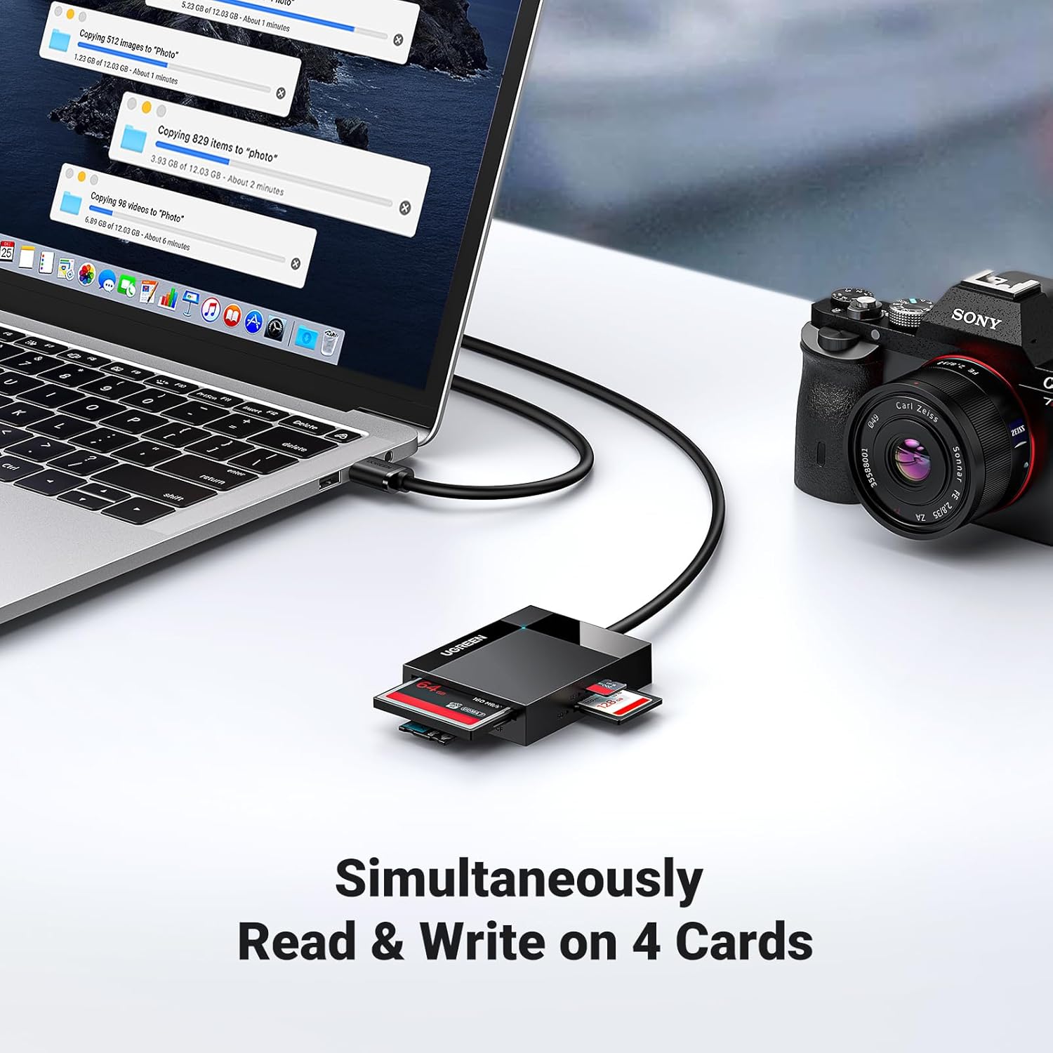 UGREEN USB 3.0 SD Card Reader – 4-in-1 Multi-Card Hub, 5Gbps Speed