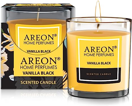 areon Premium Collection Scented Candle in Glass Burn Time up to 25 Hours Vanilla Black