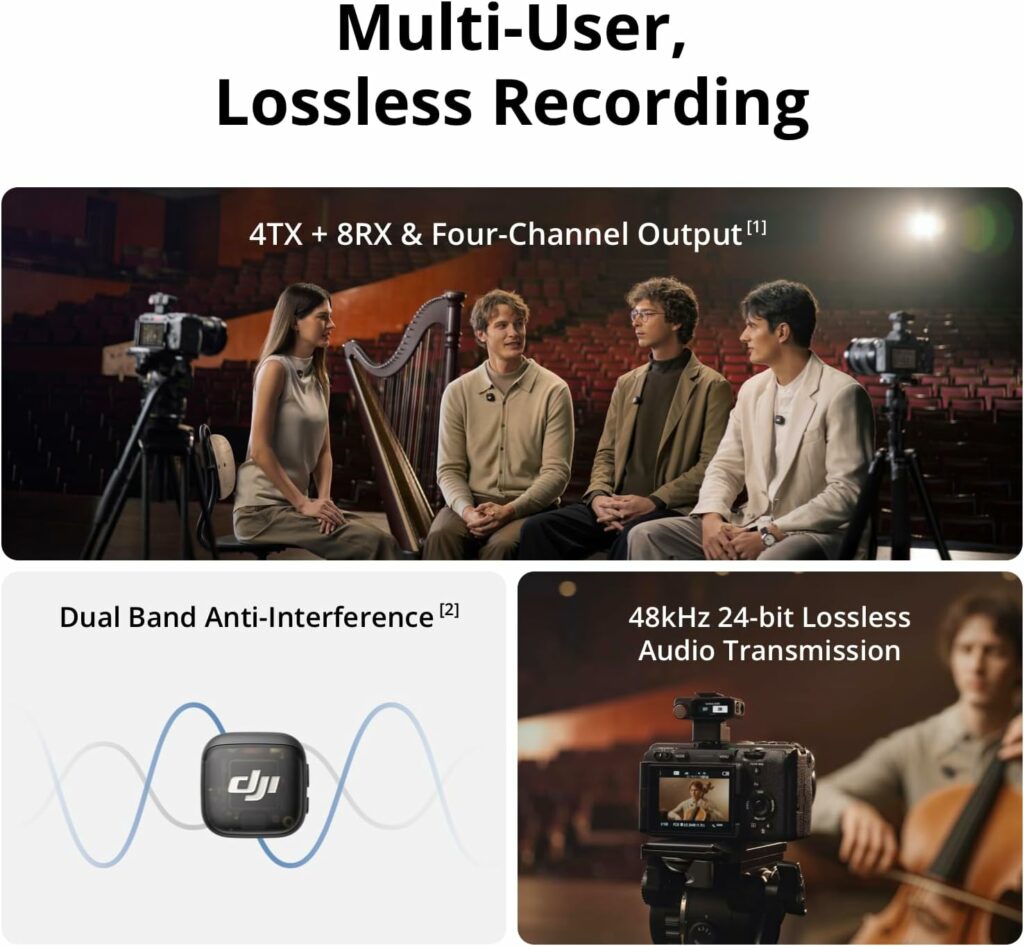 DJI Mic 3 (2 TX + 1 RX + Charging Case) Wireless Microphone with Adaptive Gain Control