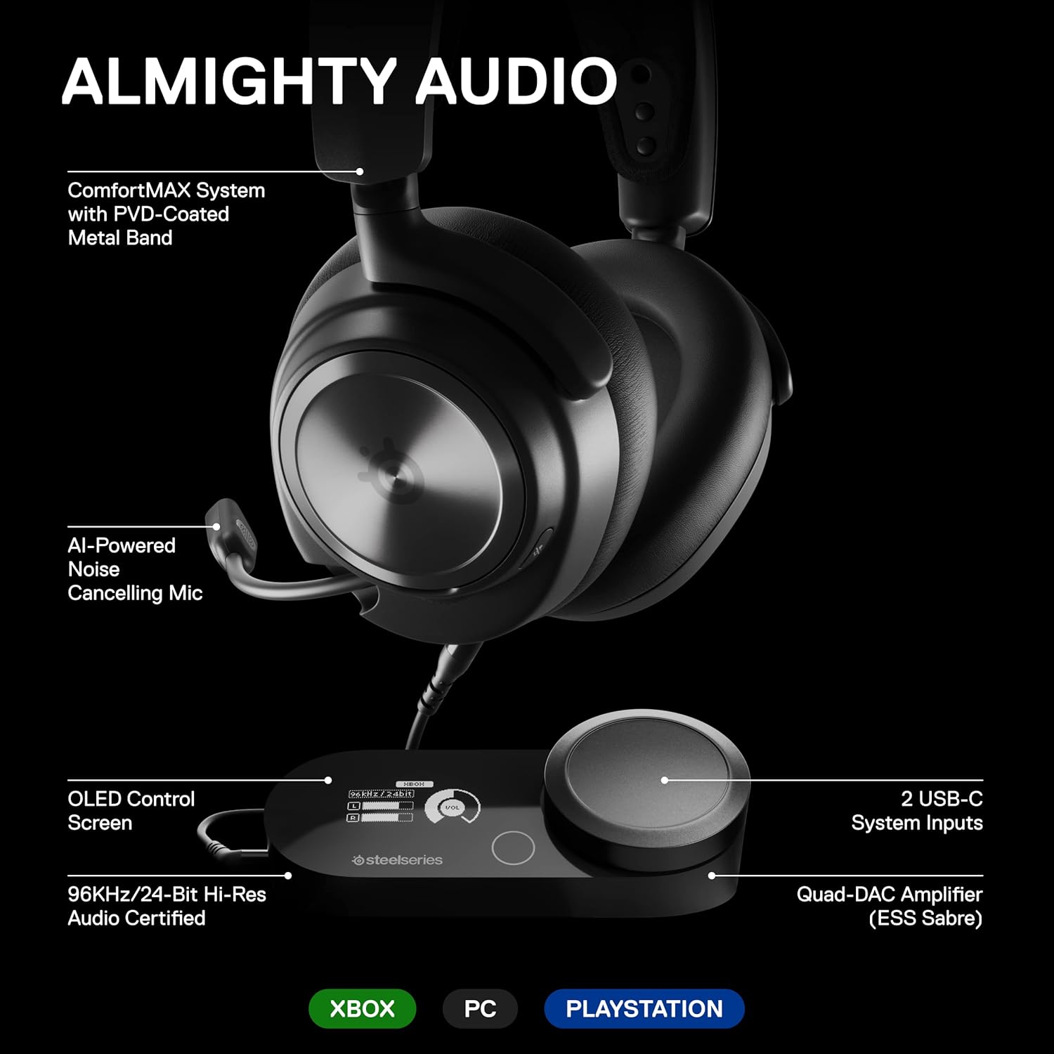 SteelSeries Nova Pro Gaming Headset Hi-Res Audio + GameDAC Gen 2