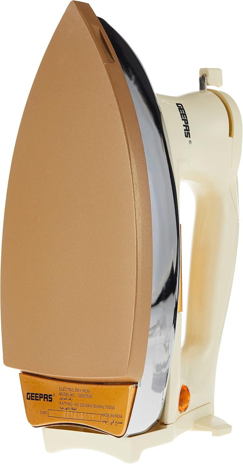 Geepas Dry Iron GDI2752 - 1000W Ceramic Soleplate, Temperature Control