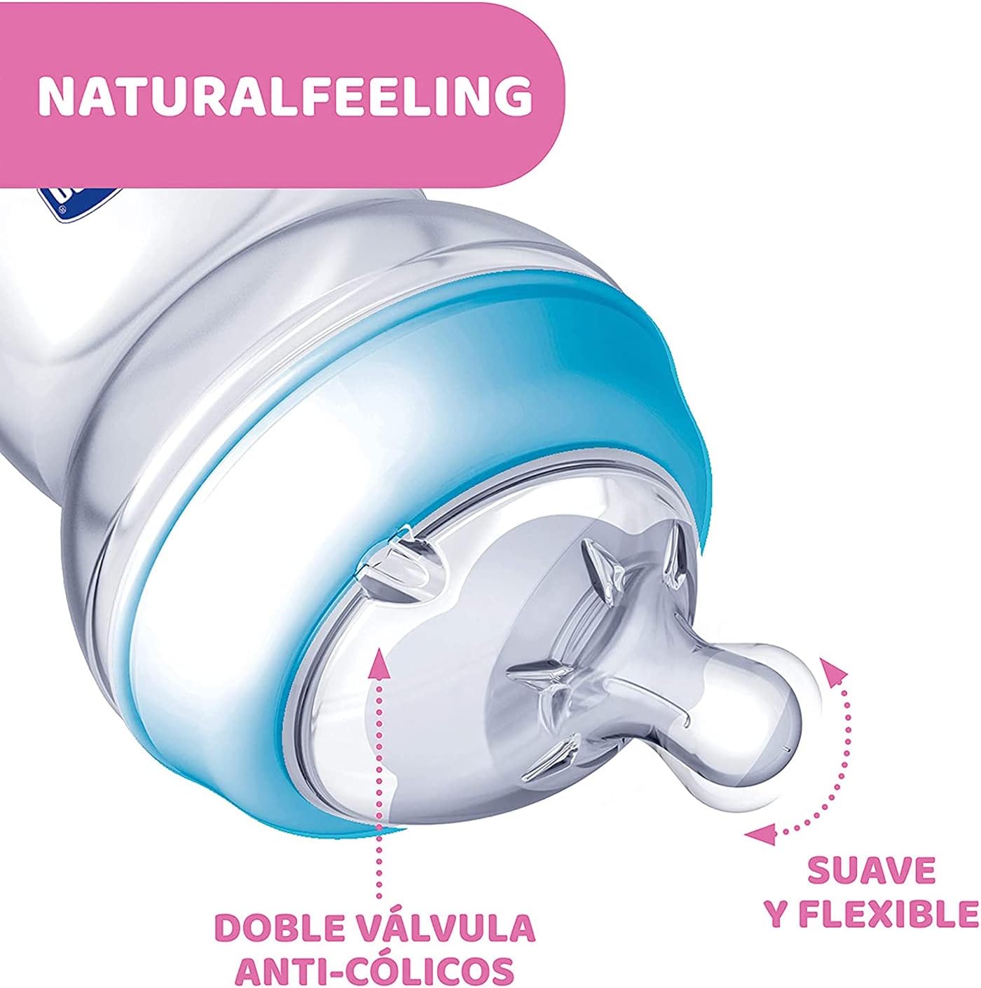 Chicco Natural Feeling Baby Bottle 250ml Anti-Colic 2M+ - Blue