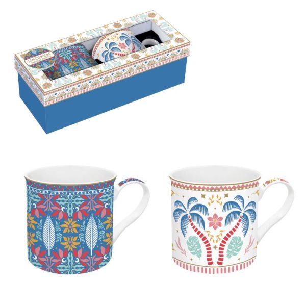 Easy Life Tropical Groovy Mug Set 2pcs 300ml - Multicolor