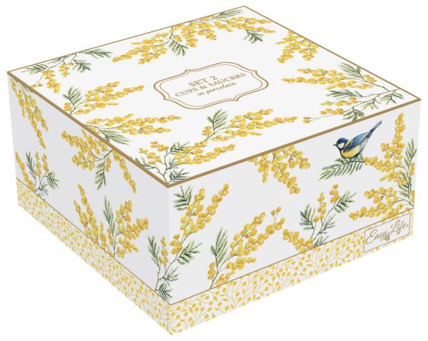 Easy Life Mimosa Tea Cups Set 240ml – 4pcs, Gift Box