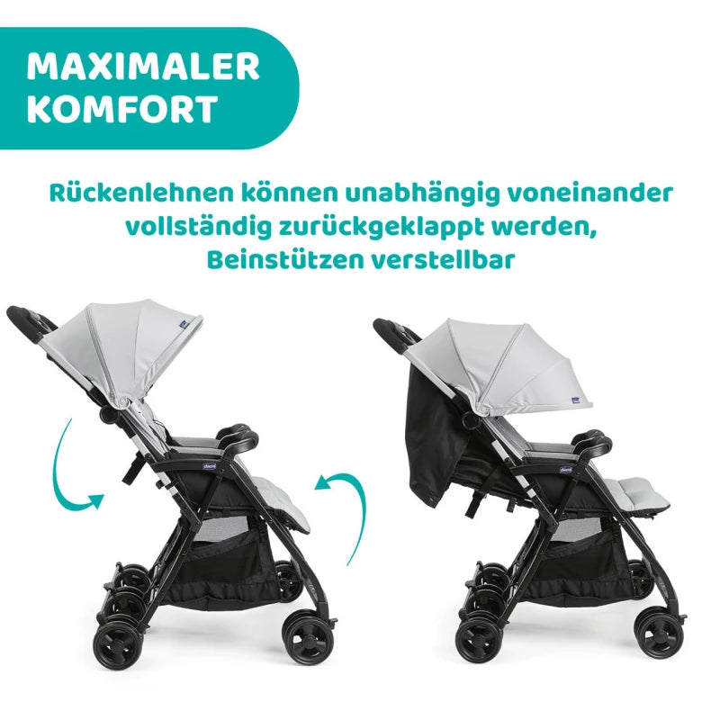 Chicco Ohlala Twin Double Stroller – Silver