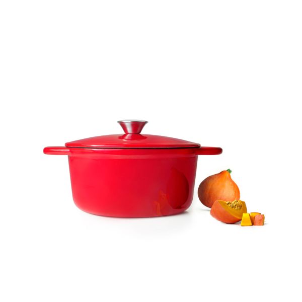 Ibili 24cm Red Iron Pot with Lid – Durable & Practical