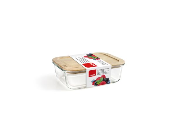 Ibili 1500 ml Glass Food Container with Bamboo Lid — Large