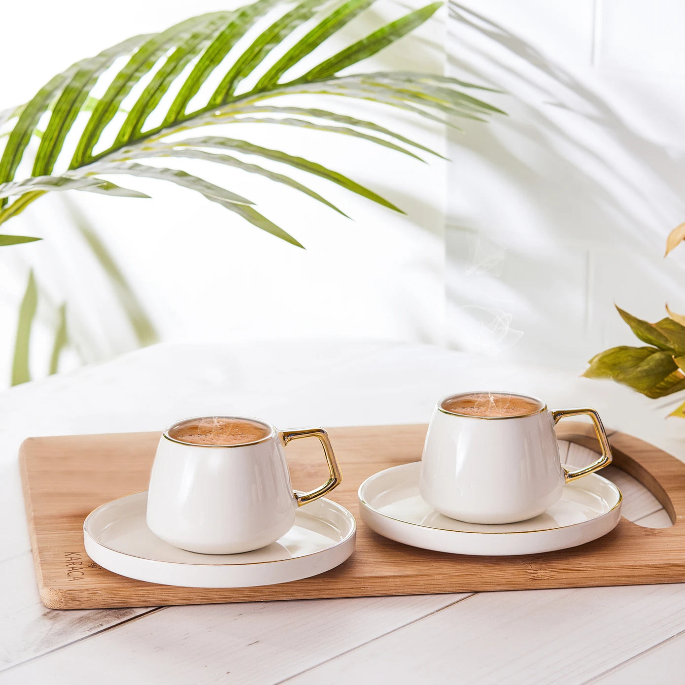 Karaca Streamline Saturn 2-Person Gold Coffee Set
