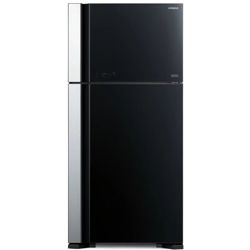 Hitachi R-VG800PJ7 Top Freezer Refrigerator 550L Black Glass | Twin Fan Cooling