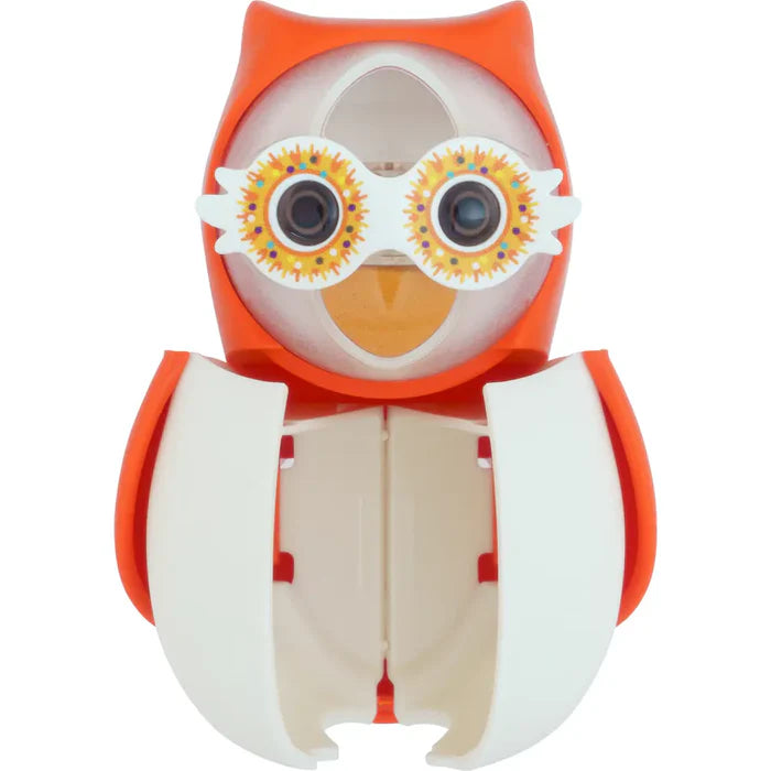 Flipper Kids Hygienic Toothbrush Holder with 1-Minute Timer - Owl Shape (Orange)