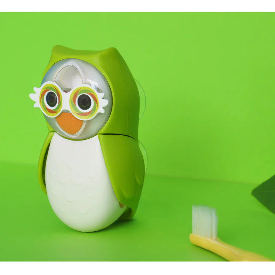 Flipper Fun Animal Toothbrush Cover with Suction Cup Holder - Owl