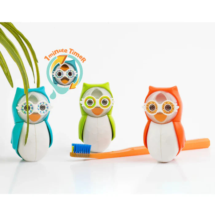 Flipper Fun Animal Toothbrush Cover with Suction Cup Holder - Owl