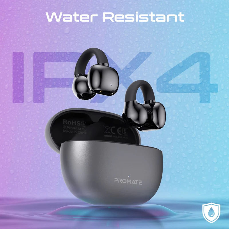Promate AirClip AudioFit™ Open Ear Clip On TWS Earbuds w/ IntelliTouch - BLACK