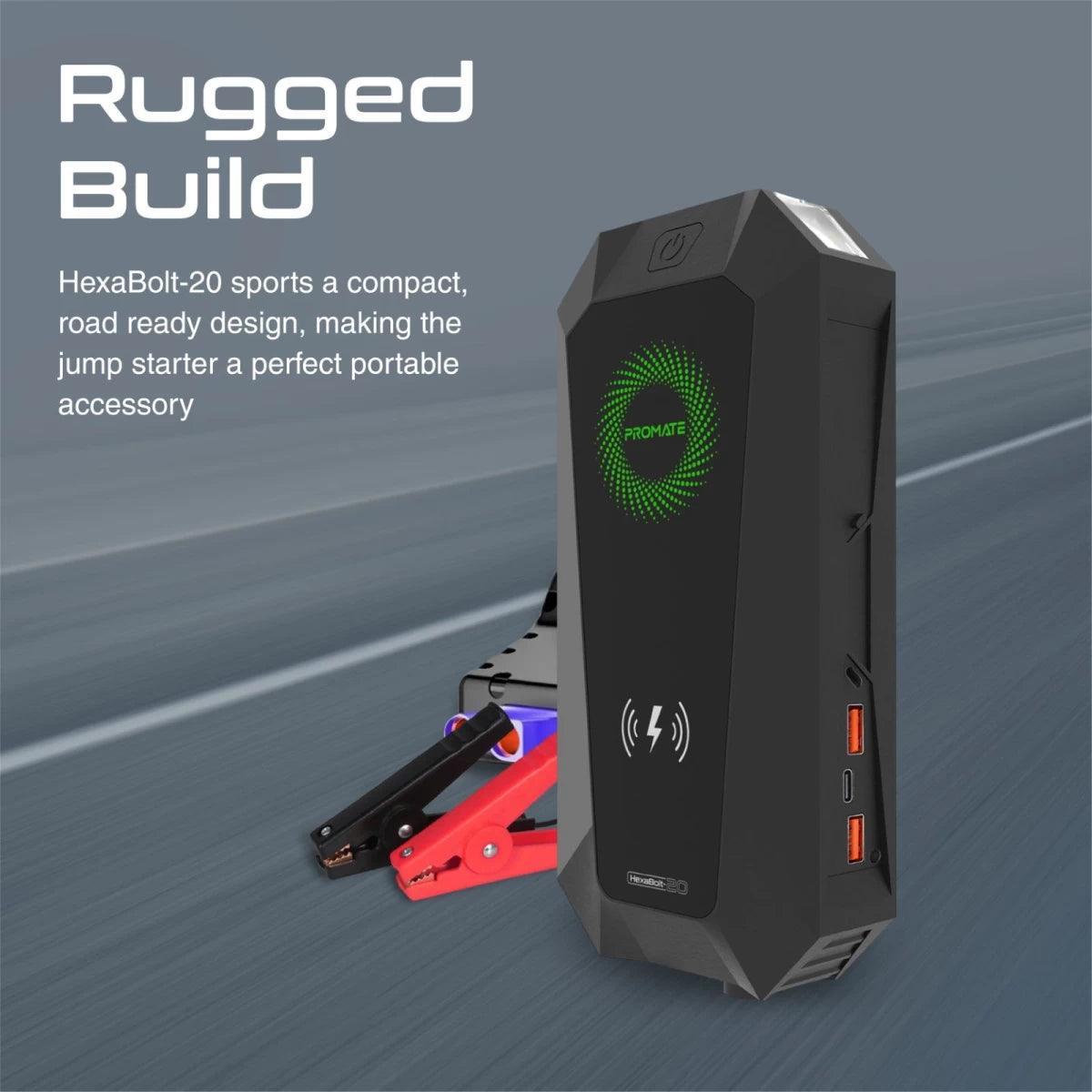 PROMATE 6 in 1 HexaBolt 20 Jump Starter Power Bank 19200mAh - Black